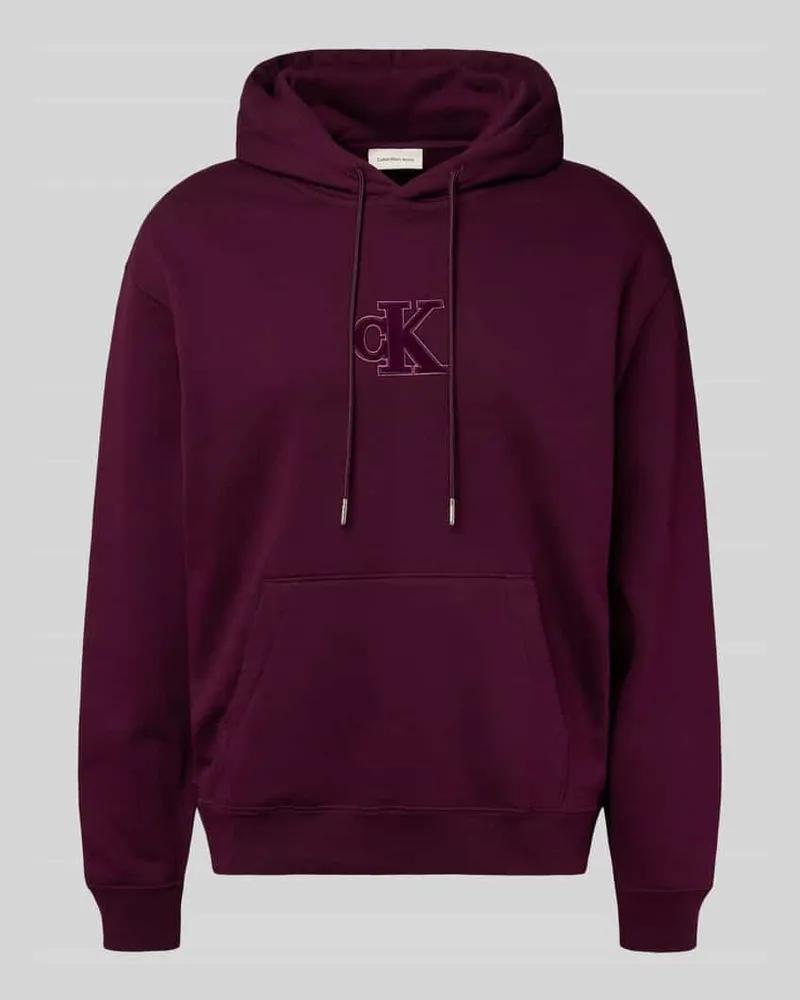 Calvin Klein Regular Fit Hoodie mit Logo-Patch Modell 'Fleece Pflaume