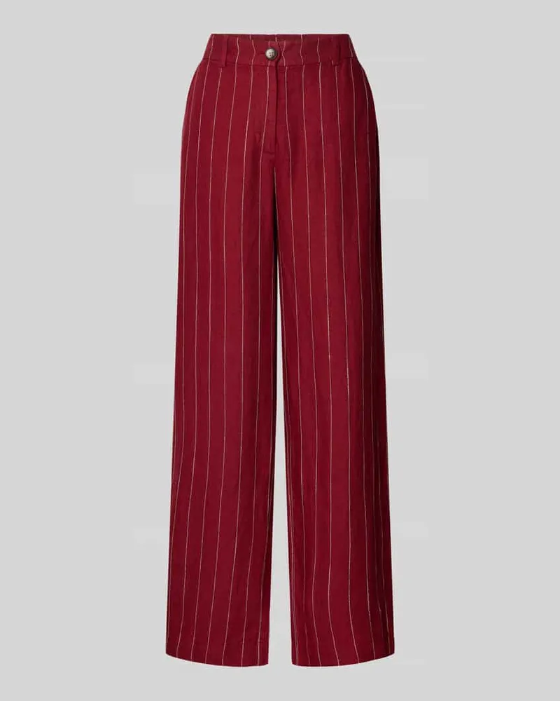 MOSS COPENHAGEN Wide Fit Leinenhose mit Viskose-Anteil Modell 'Claritte Dunkelrot