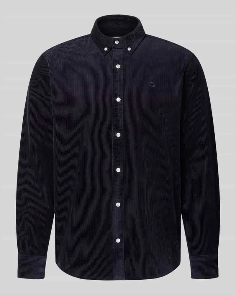 Carhartt WIP Regular Fit Freizeithemd mit Logo-Stitching Modell 'MADISON Dunkelblau