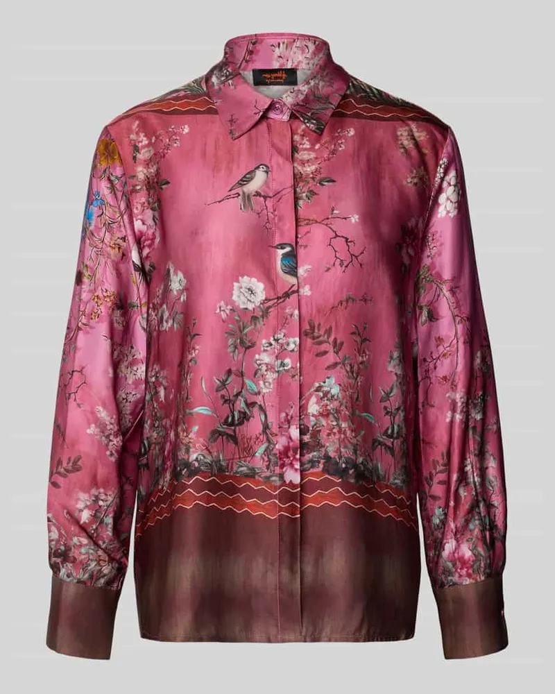 Miss Goodlife Regular Fit Bluse mit Manschetten Modell 'Cherry Blossom Rosa