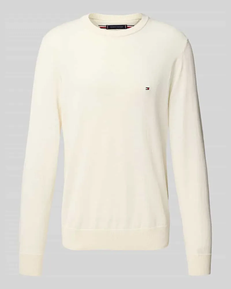 Tommy Hilfiger Strickpullover mit Leinen-Anteil Ecru