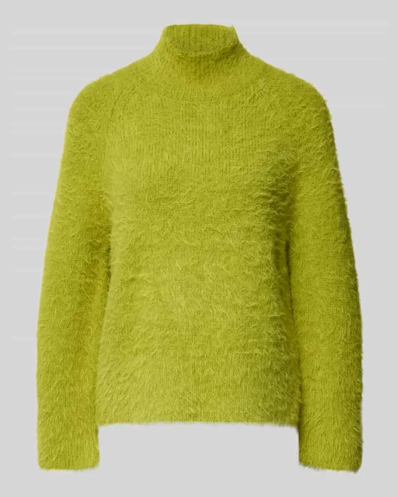 Luisa Cerano Strickpullover aus Woll-Mix mit Stehkragen Neon