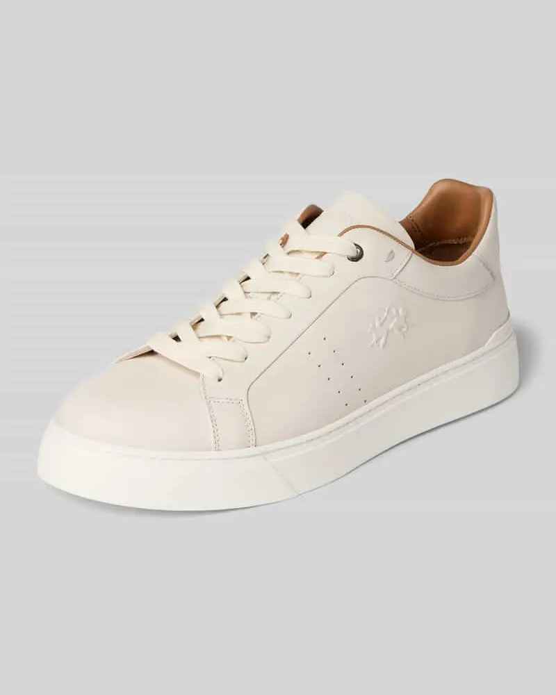 La Martina Sneaker aus echtem Leder mit Logo-Detail Weiss