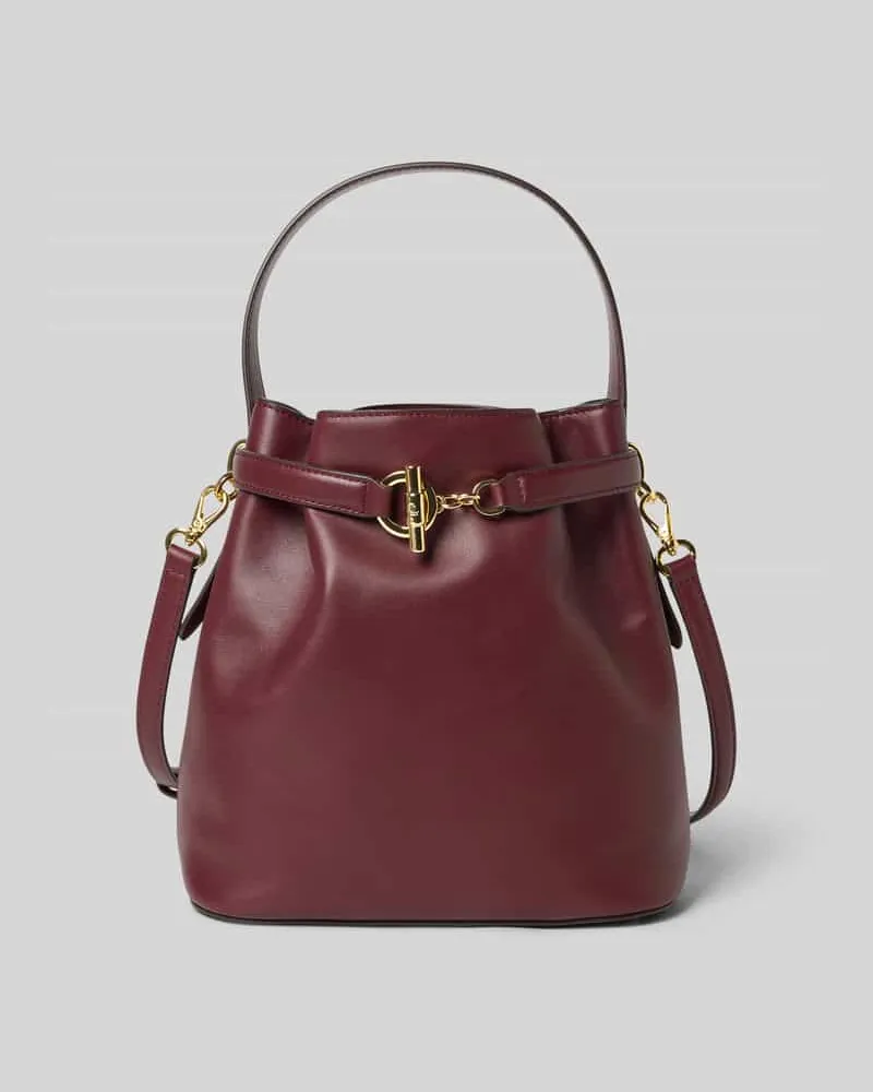 Ralph Lauren Bucket Bag aus echtem Rindsleder Bordeaux