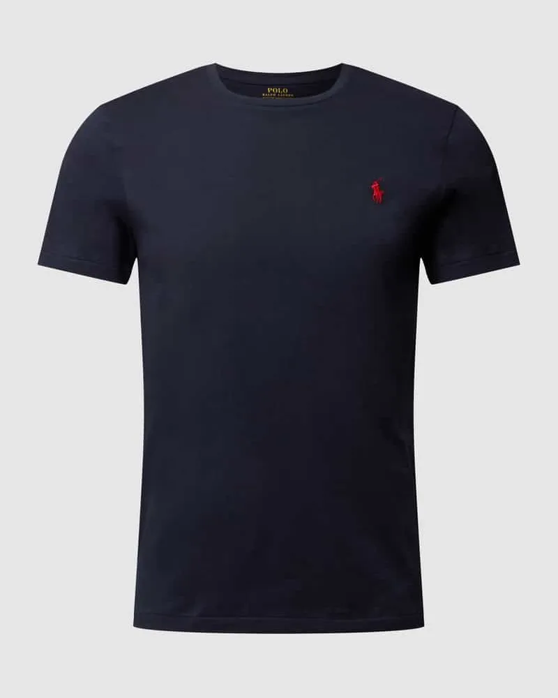 Ralph Lauren Custom Slim Fit T-Shirt mit Logo-Stickerei Marine