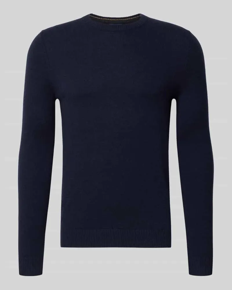 Christian Berg Kaschmirpullover mit gerippten Abschlüssen Marine