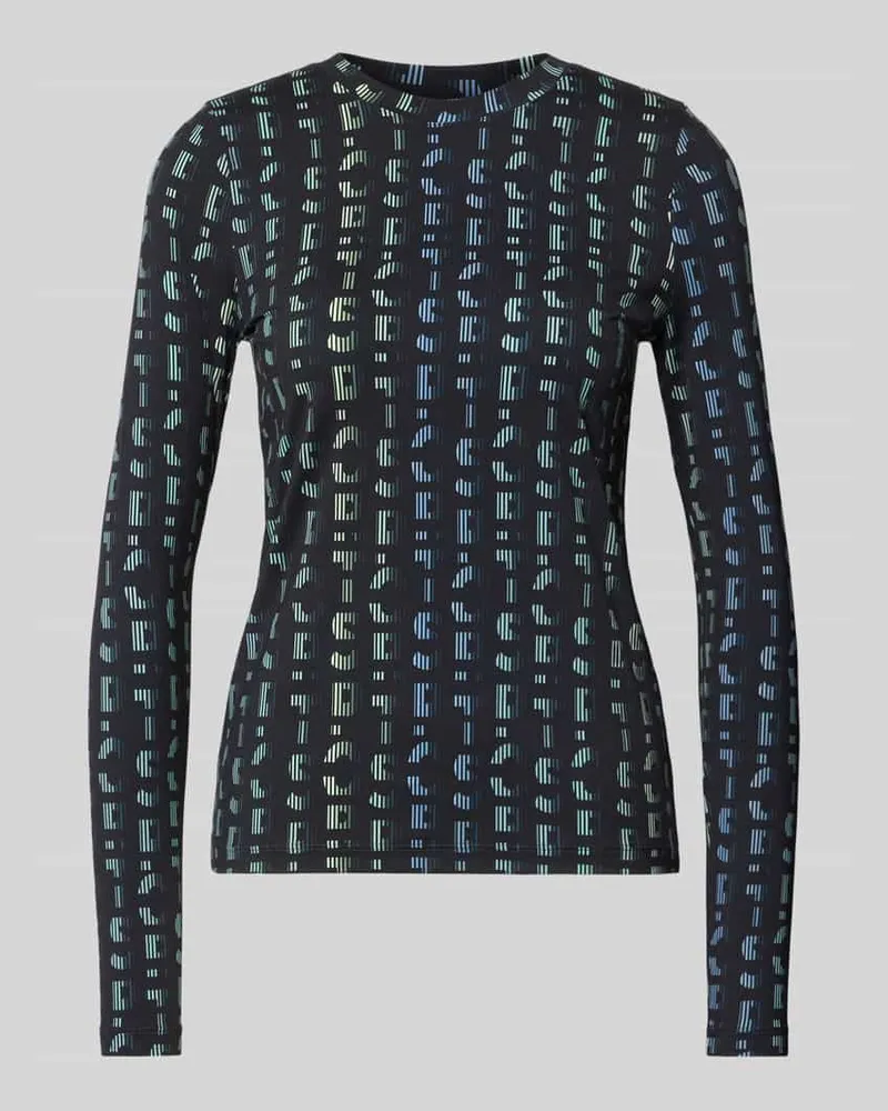 Marc Cain Longsleeve mit Label-Print Rauchblau