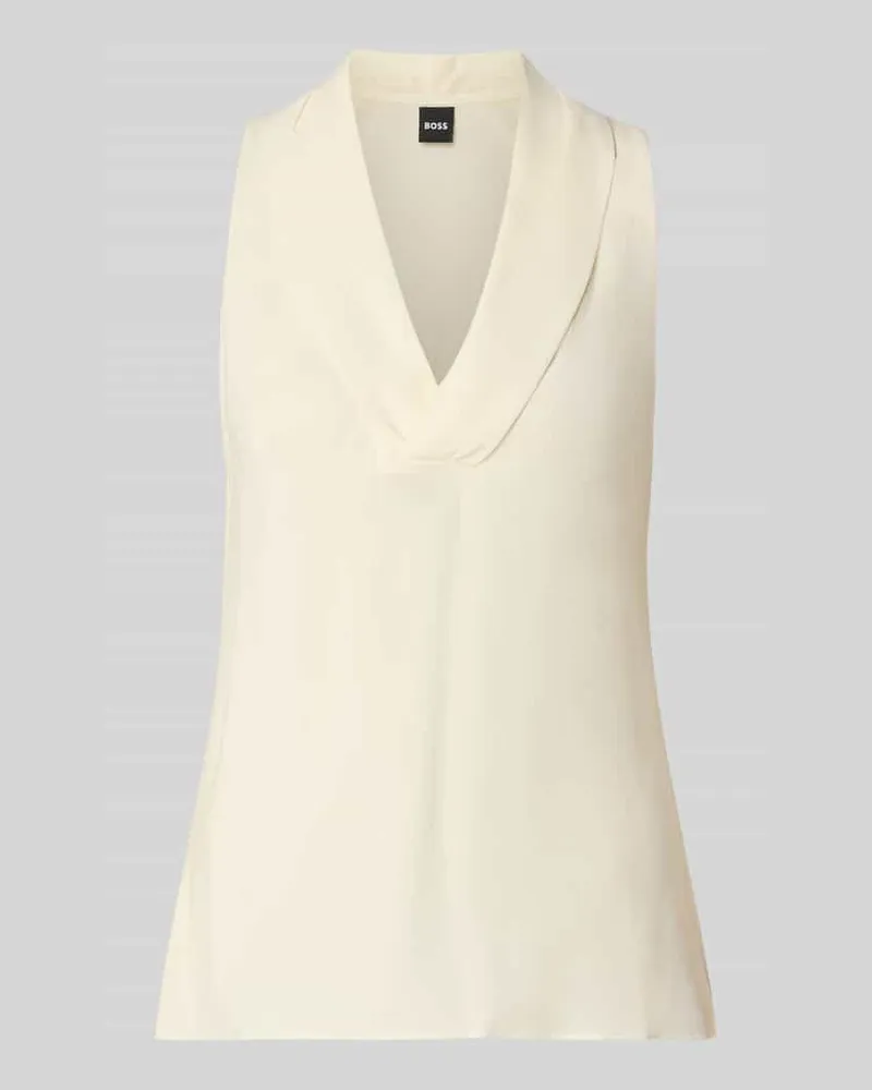 HUGO BOSS Regular Fit Blusentop aus reiner Seide Modell 'BOLARU Offwhite