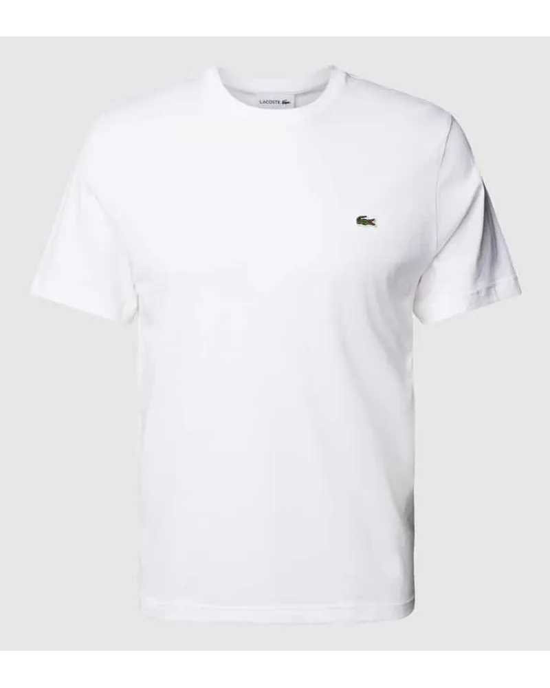 Lacoste T-Shirt mit Rundhalsausschnitt und Label-Stitching Weiss