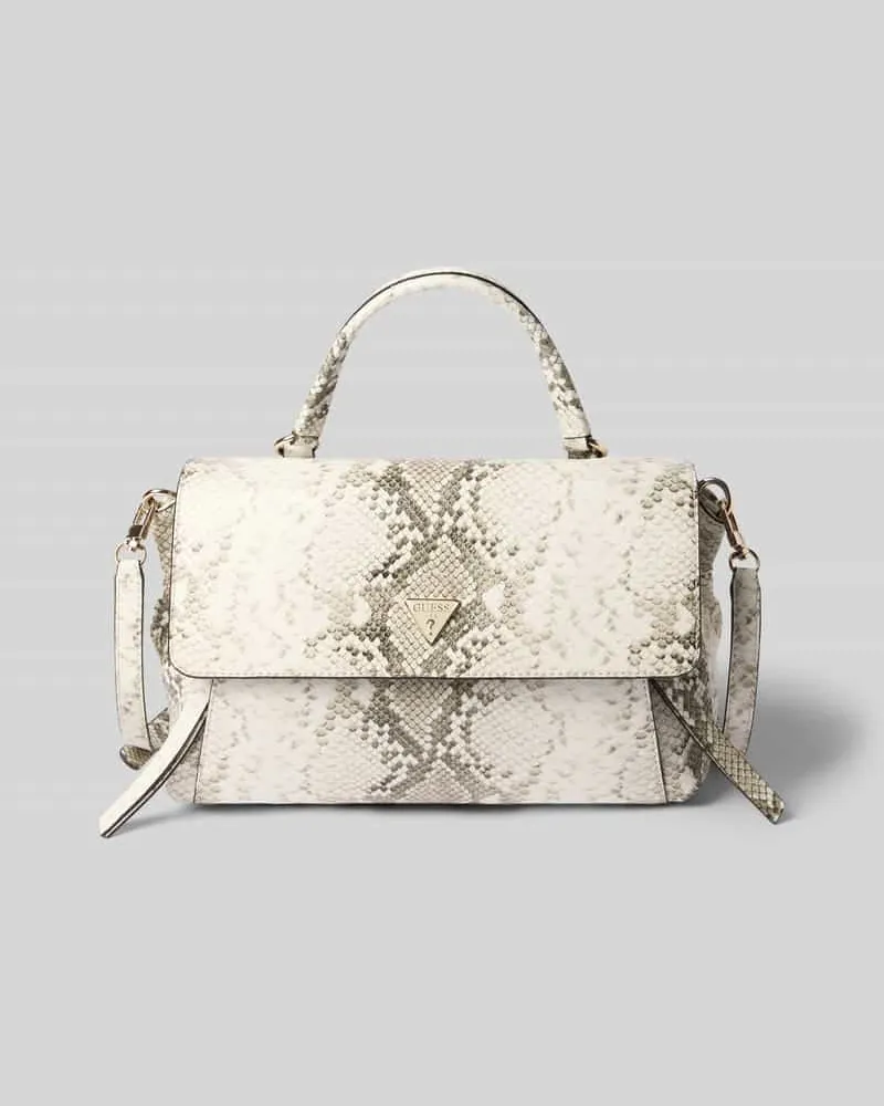 Guess Shoulder Bag in Allover-Schlangen-Optik Modell 'Devon Offwhite