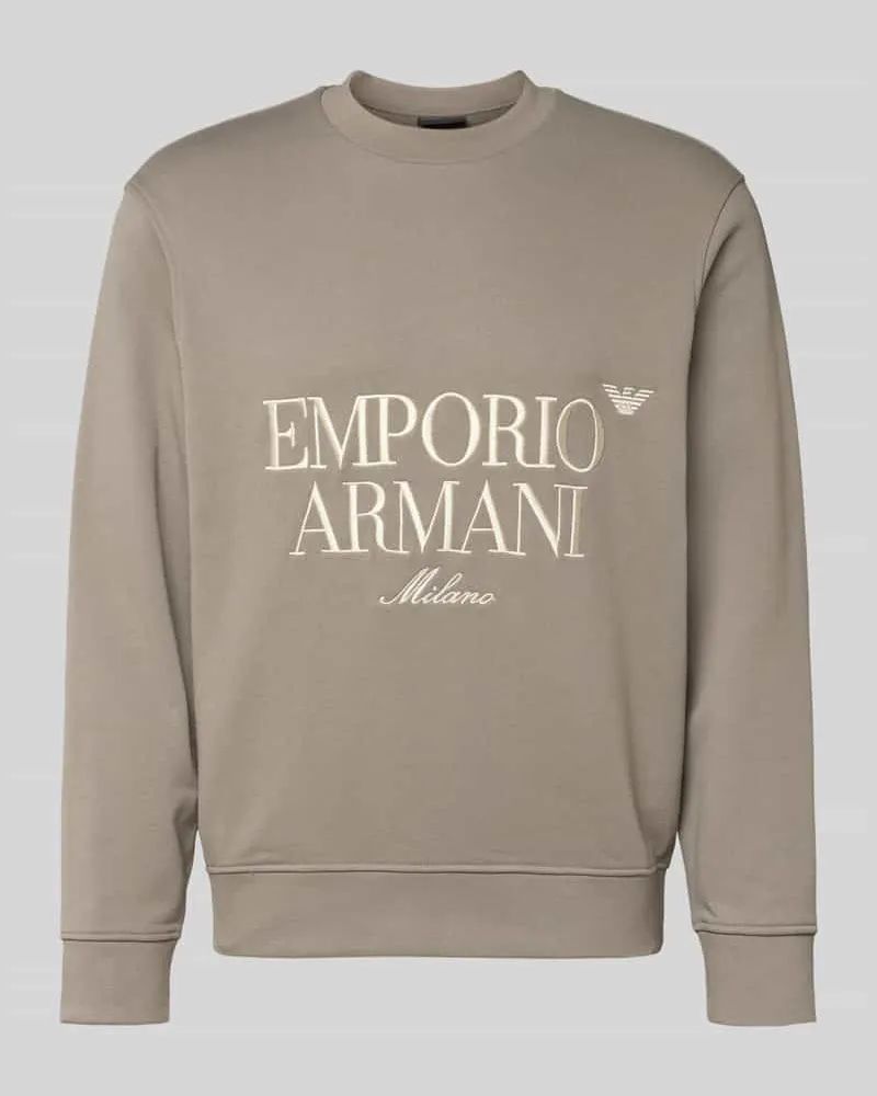 Emporio Armani Sweatshirt mit Label-Stitching Hellgrau