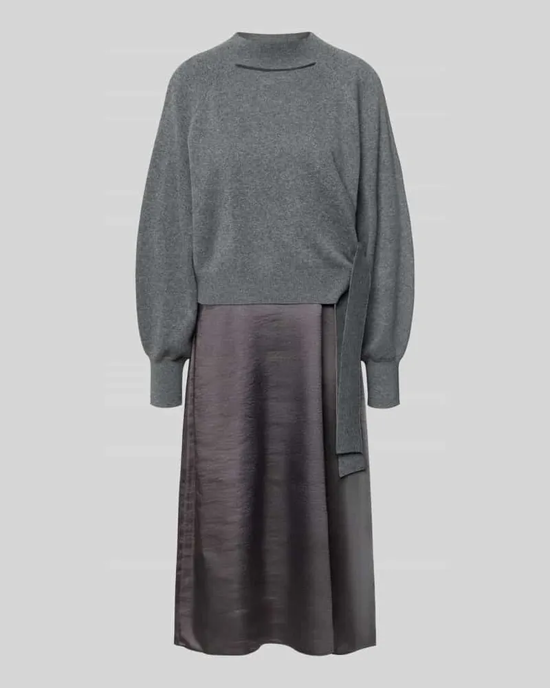 HUGO BOSS Körpernahes Freizeitkleid aus Schurwoll-Kaschmir-Mix Modell 'FIALINA Dunkelgrau