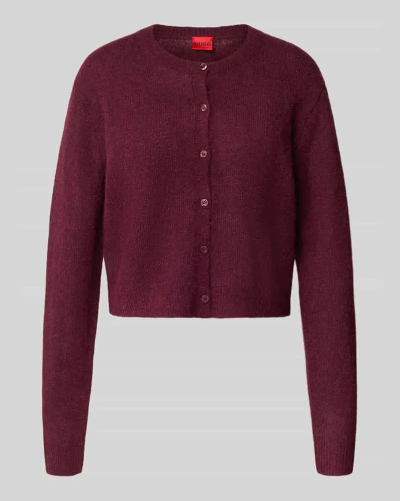 HUGO BOSS Regular Fit Strickjacke mit Woll-Anteil Modell 'SFEBRA Bordeaux