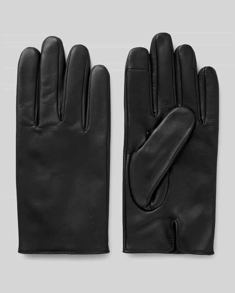 HUGO BOSS Handschuhe aus echtem Lammleder Black