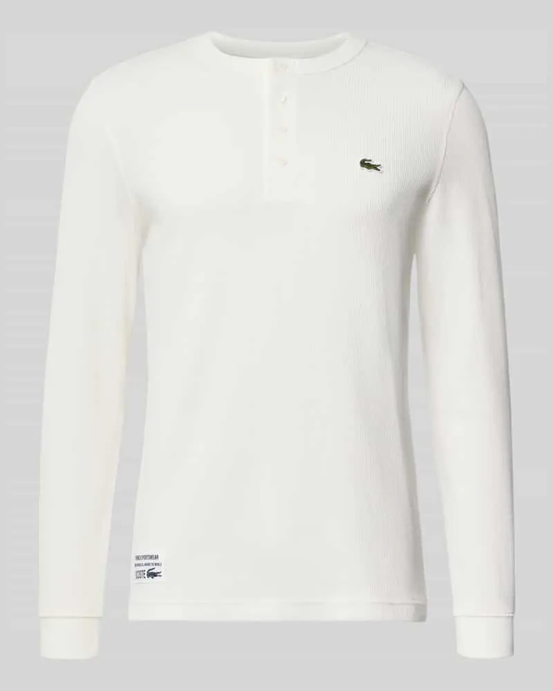 Lacoste Regular Fit Langarmshirt aus reiner Baumwolle Offwhite