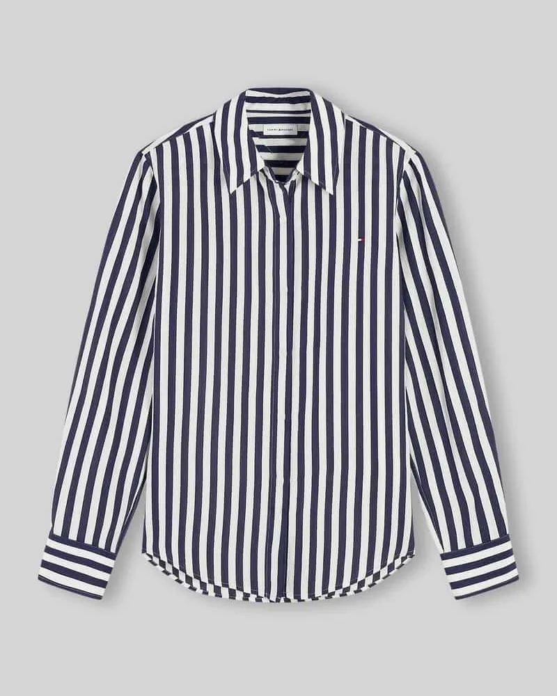 Tommy Hilfiger Langarmbluse mit Streifen-Muster Dunkelblau