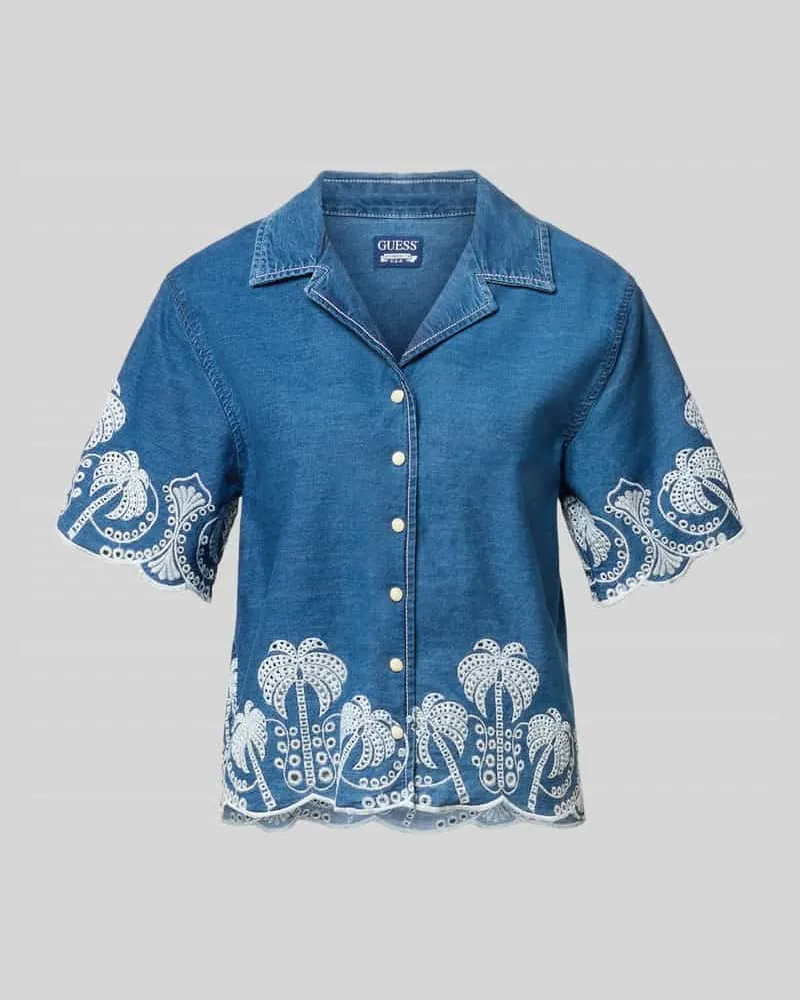 Guess Regular Fit Bluse mit Stitchings Modell 'PETRA Jeansblau