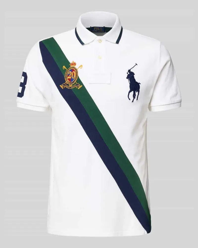 Ralph Lauren Regular Fit Poloshirt mit Motiv- und Logo-Stitchings Weiss