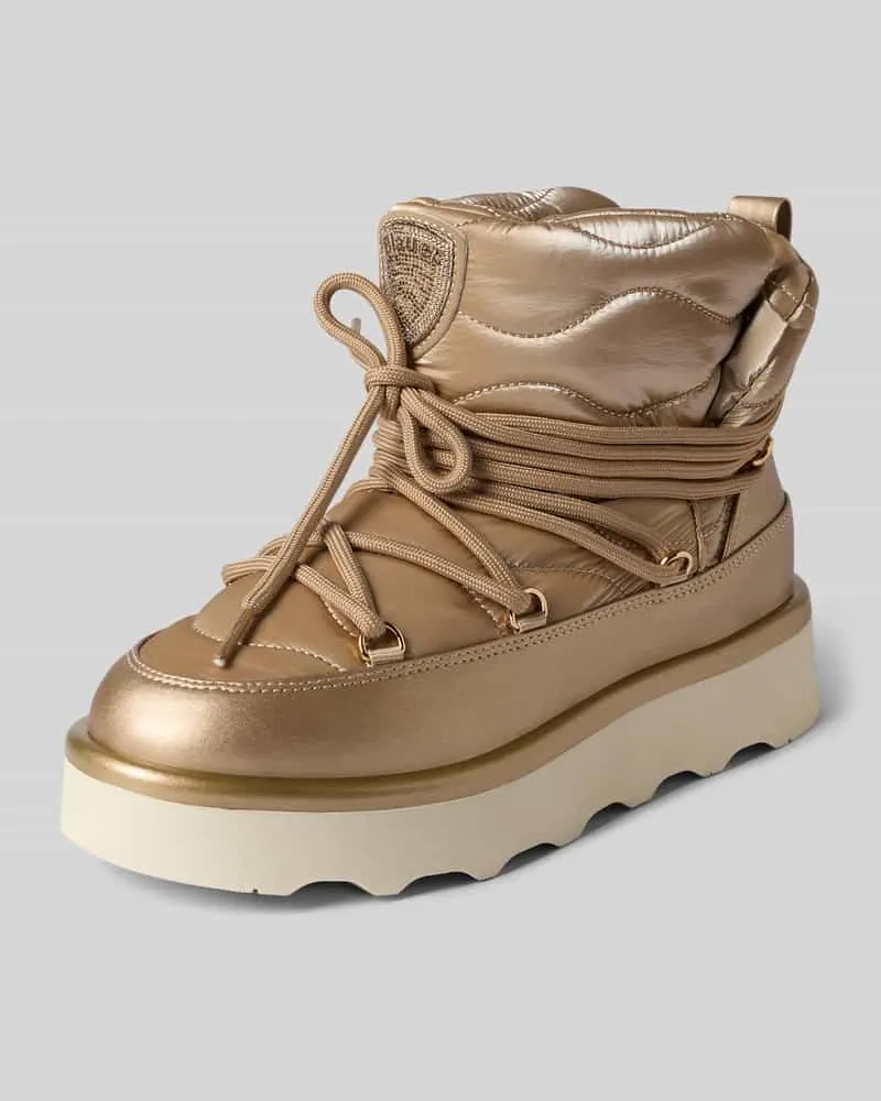 Blauer Boots mit Label-Patch Gold