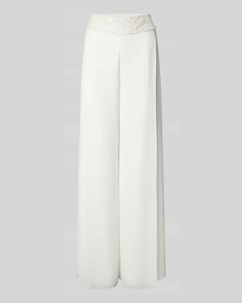 Marc Cain Wide Fit Hose mit Perlen und seitlichem Reißverschluss Weiss