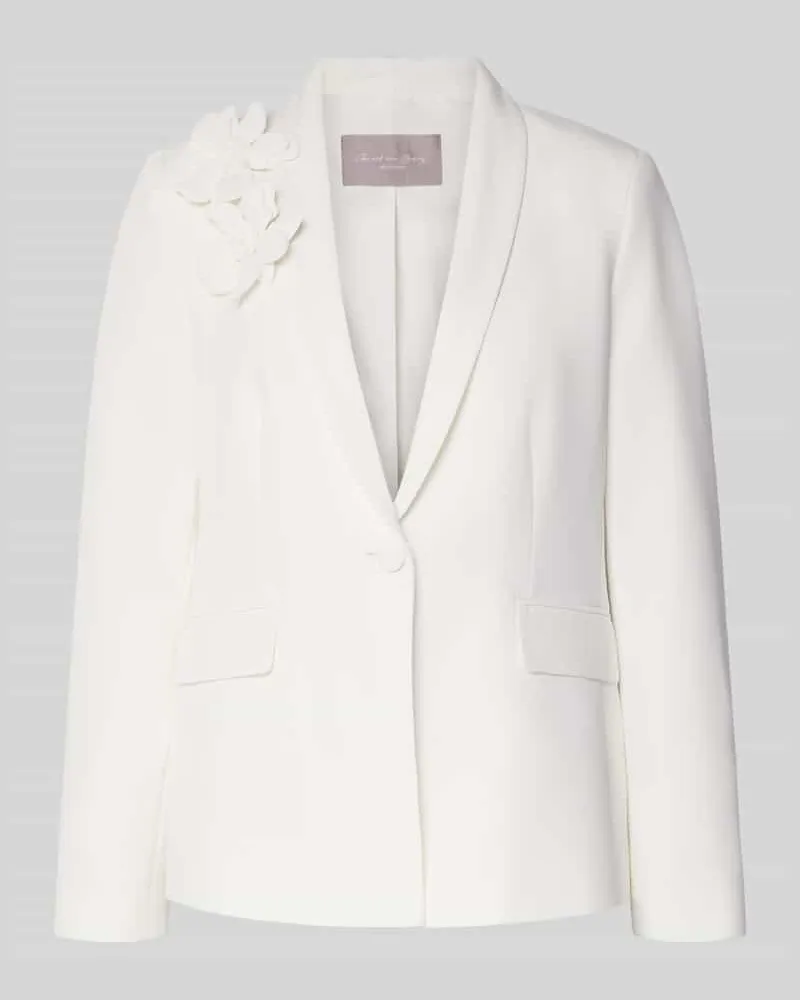 Christian Berg Regular Fit Blazer mit floralen Applikationen Ecru