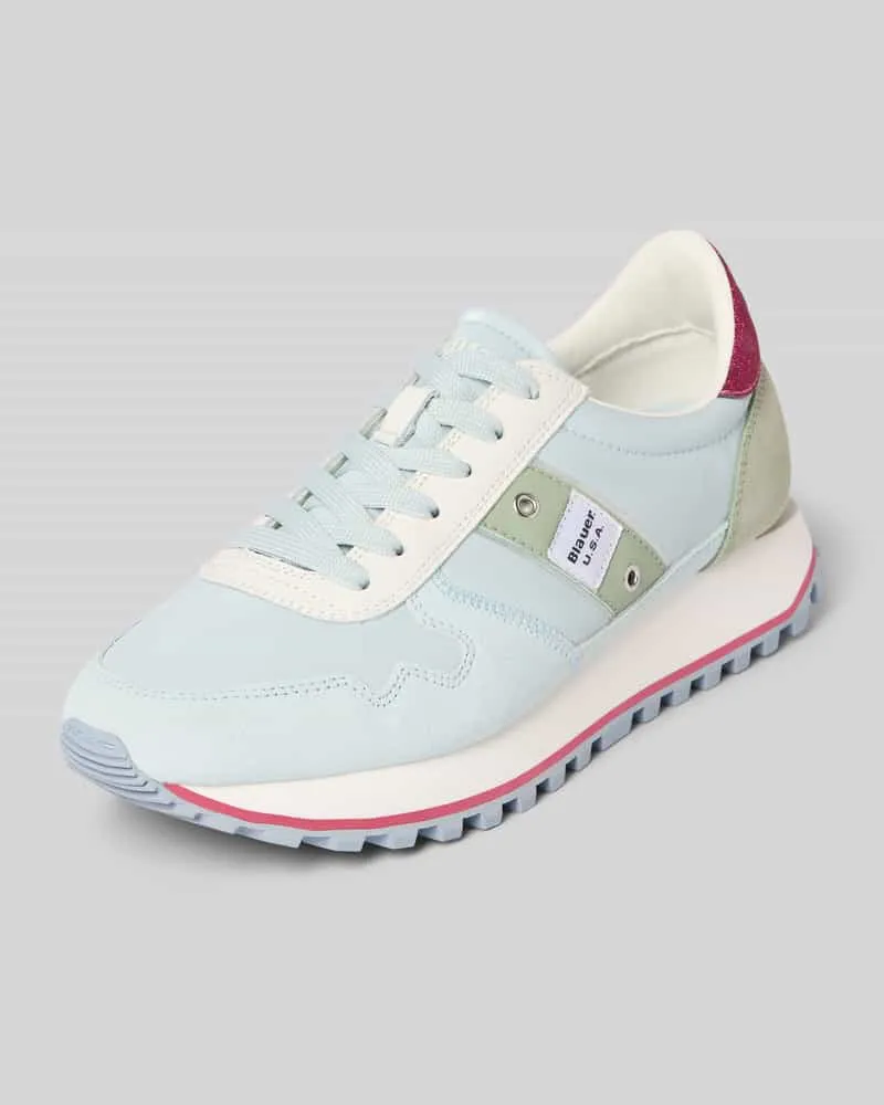 Blauer Sneaker aus Leder-Mix mit Logo-Patch Modell 'Millen Hellblau