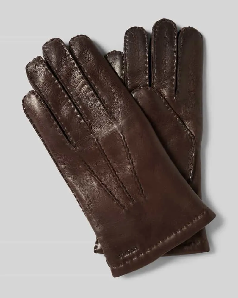 Hestra Handschuhe mit Label-Detail Modell 'Edward Hellbraun