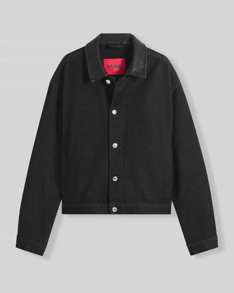 HUGO BOSS Regular Fit Jeansjacke aus reiner Baumwolle Black