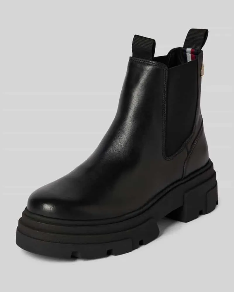 Tommy Hilfiger Lederboots mit Label-Applikation Modell 'COMBAT Black