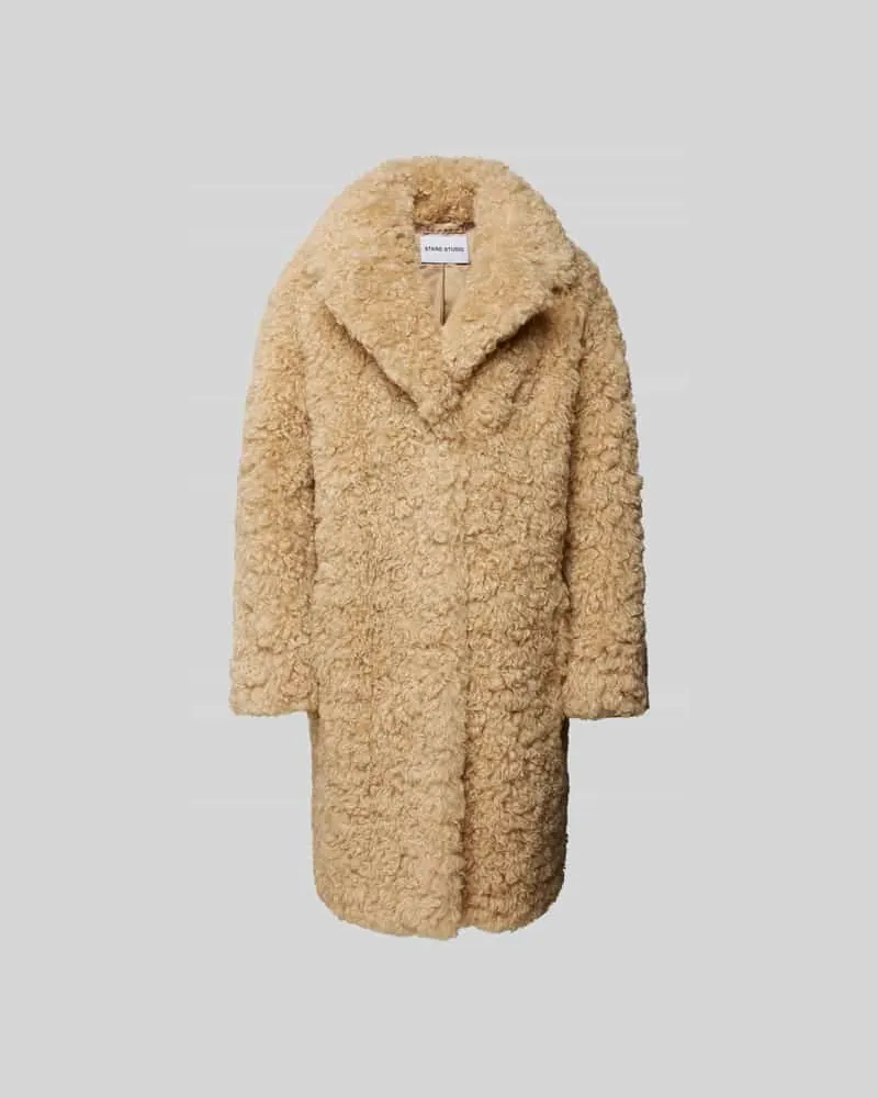 STAND Teddymantel aus Kunstfell Beige
