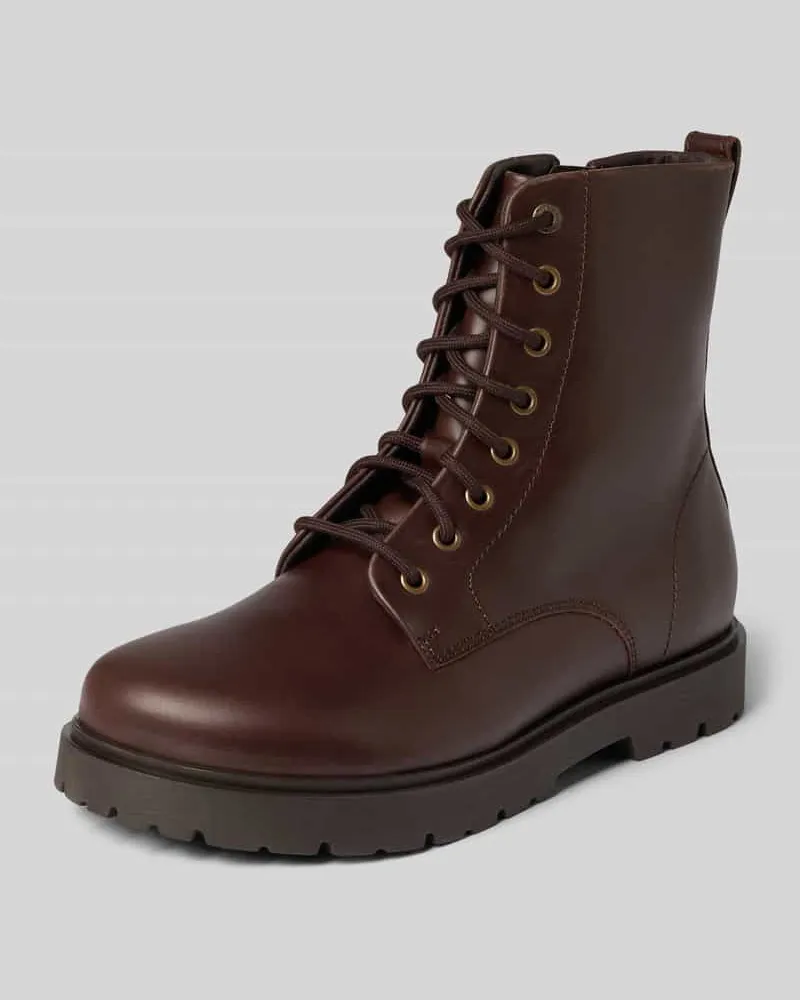 Birkenstock Schnürstiefel aus Rindsnappa mit Profilsohle Dunkelbraun