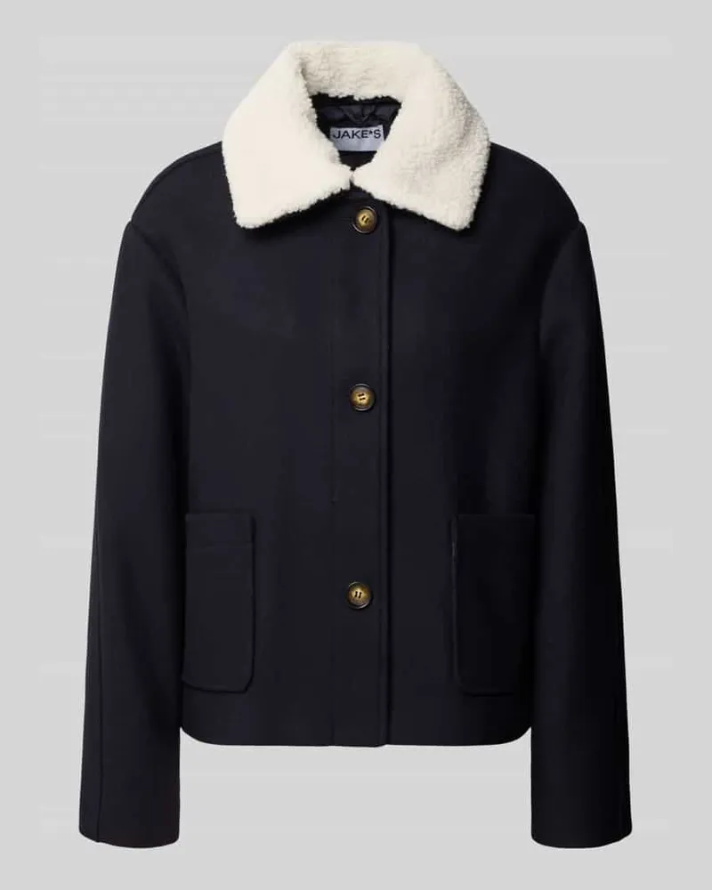 JAKE*S Boxy Fit Kurzmantel mit Woll-Anteil Dunkelblau
