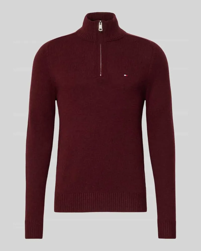 Tommy Hilfiger Regular Fit Troyer aus reiner Wolle Bordeaux