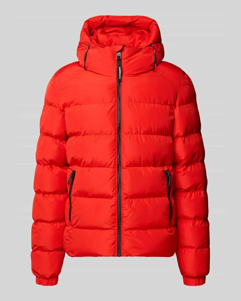 Superdry. Steppjacke mit Label-Stitching und Kapuze Rot