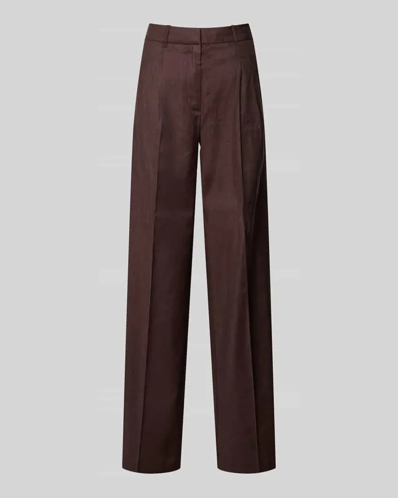 Guess Hose aus Leinen-Mix mit Bügelfalten Modell 'CARLA Schoko