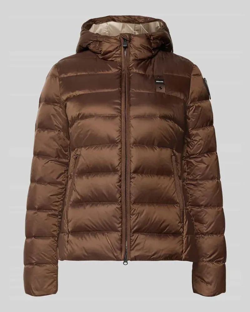 Blauer Jacke in Stepp-Optik mit Logo-Detail Modell 'Charme Dunkelbraun
