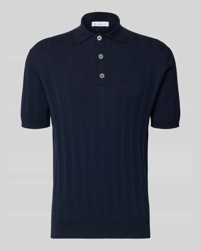 Manuel Ritz Slim Fit Poloshirt mit Knopfleiste Marine