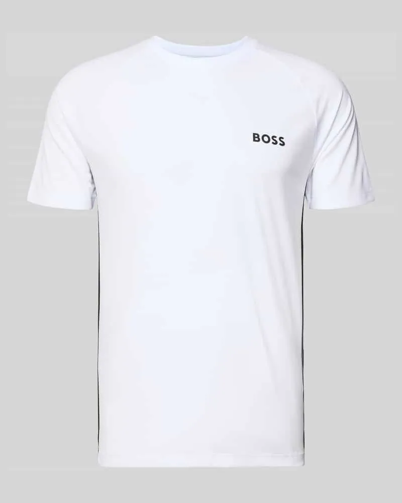 HUGO BOSS Slim Fit T-Shirt mit Label Print Modell 'TOP SPIN CB Weiss