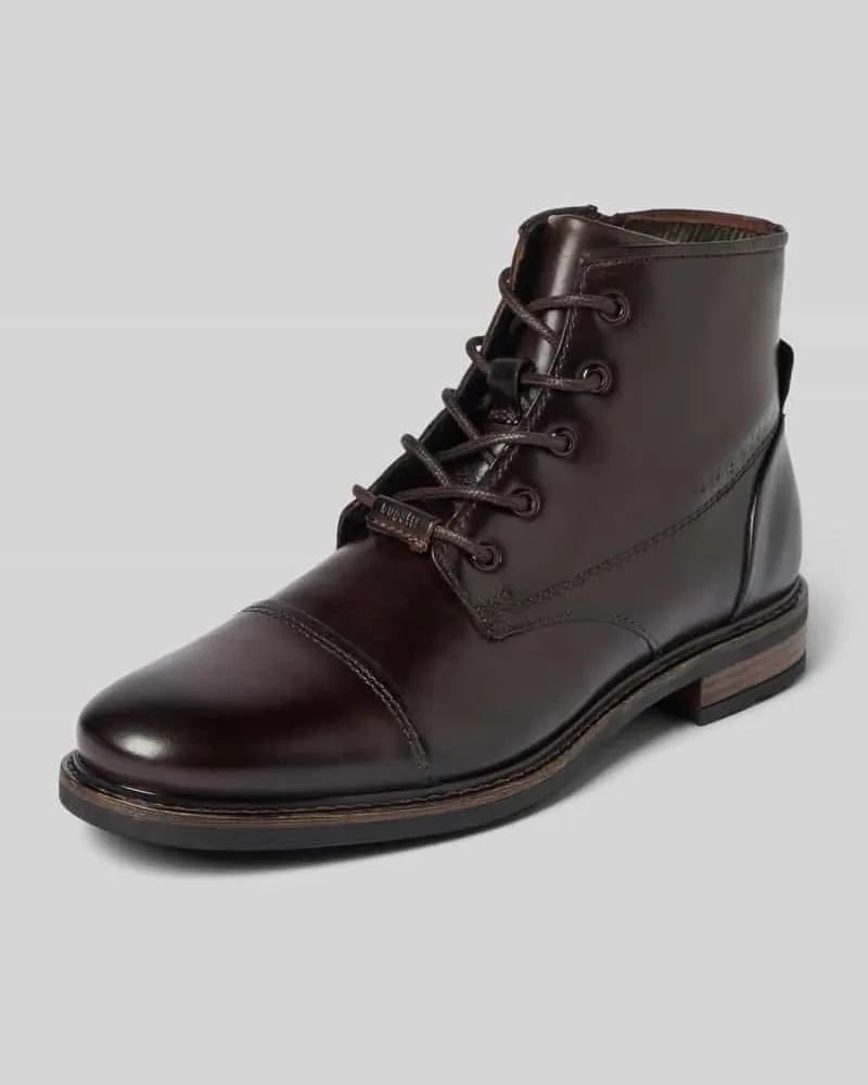 Bugatti Boots aus Leder mit Reißverschluss Modell 'Marcello I Dunkelbraun