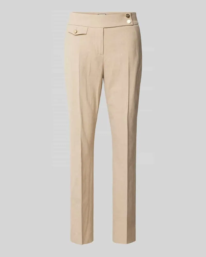 SEDUCTIVE  Slim Fit Leinenhose mit Bügelfalten Modell 'INEZ Beige