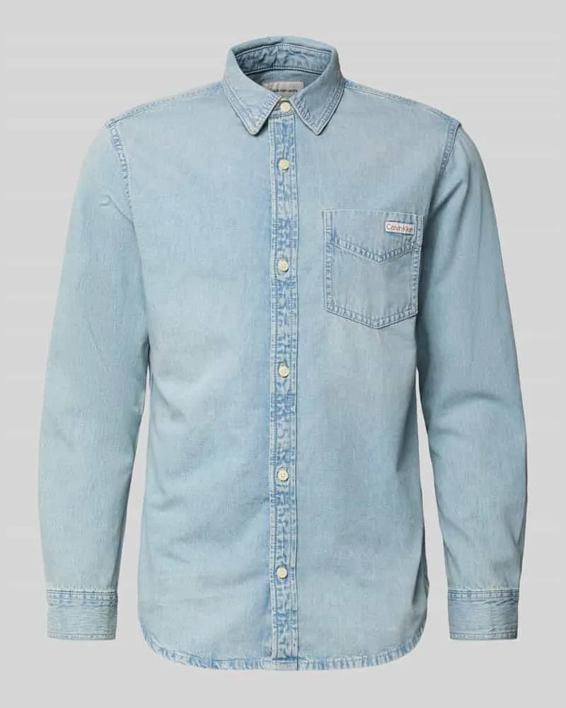 Calvin Klein Regular Fit Jeanshemd aus reine Baumwolle Hellblau
