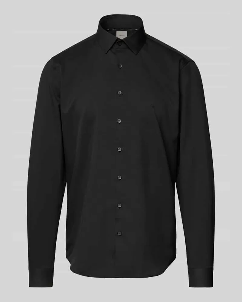 Calvin Klein Slim Fit Business-Hemd mit Label-Stitching Modell 'BARI Black