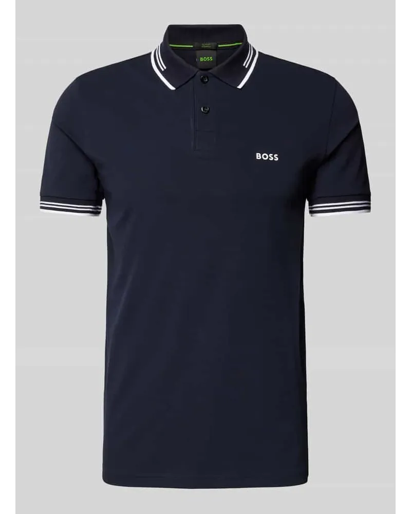 HUGO BOSS Slim Fit Poloshirt mit Label-Print Modell 'Paul Marine