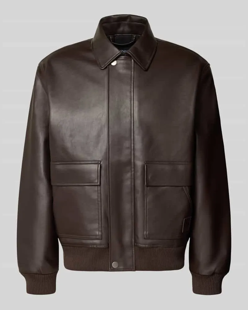 Carhartt WIP Lederjacke mit Umlegekragen Modell 'Arizona Jacket Schoko