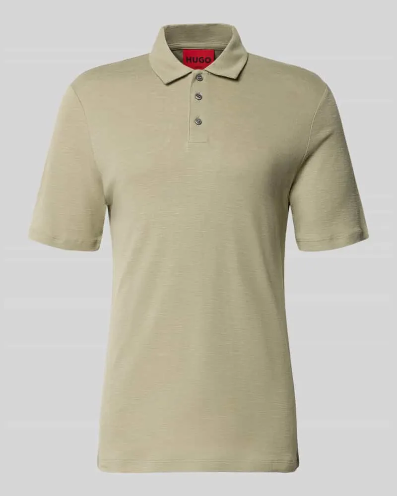 HUGO BOSS Slim Fit Poloshirt aus Lyocell-Leinen-Mix Modell 'DULINEN Hellgruen