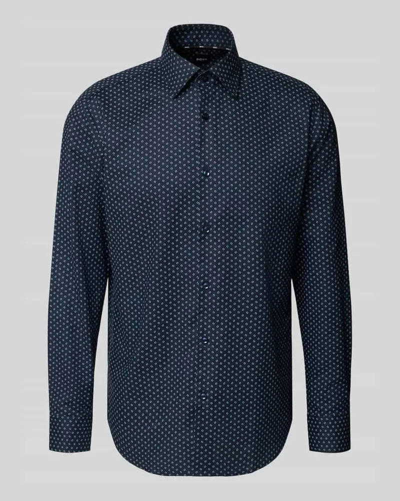 HUGO BOSS Regular Fit Businesshemd aus Baumwoll-Mix Marine