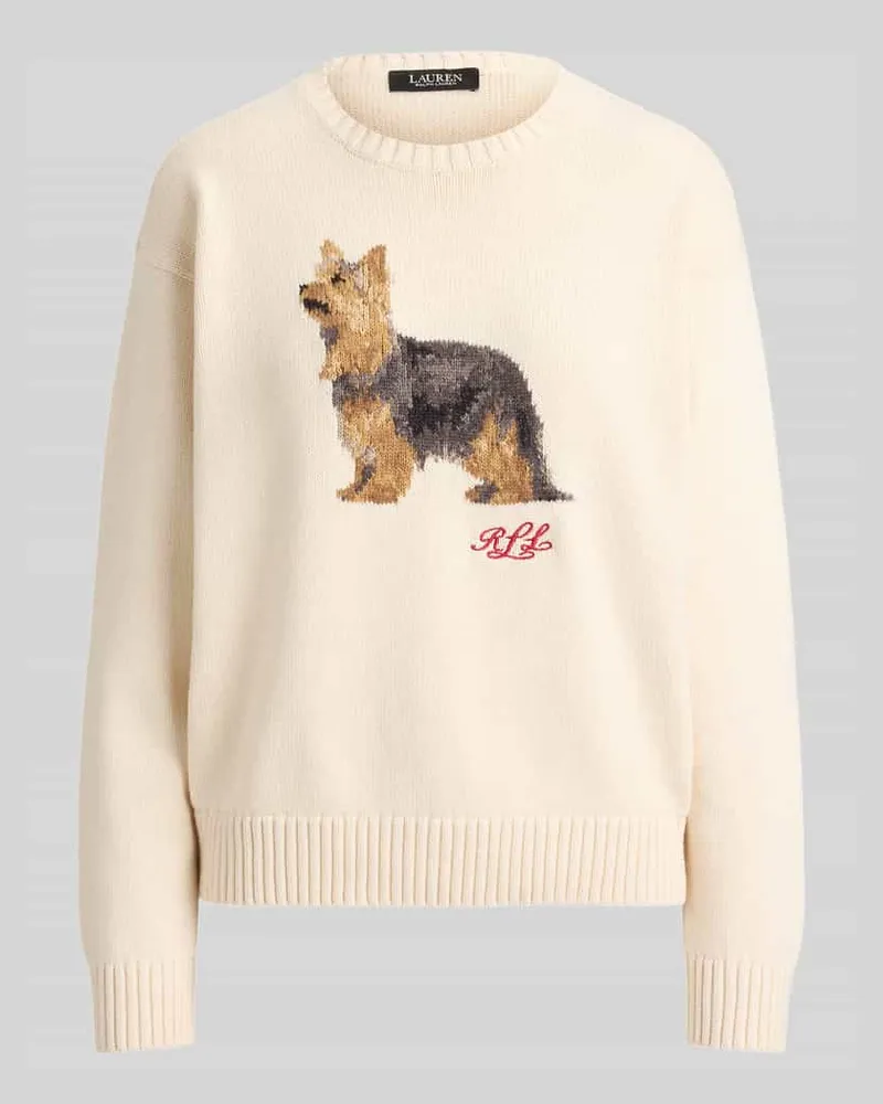 Ralph Lauren Pullover mit Hundemotiv-Intarsie aus reiner Baumwolle Ecru