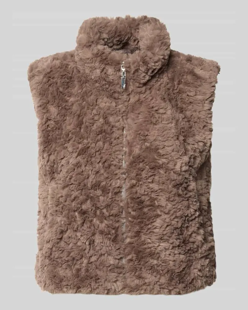 monari Regular Fit Weste aus Kunstfell mit Stehkragen Taupe