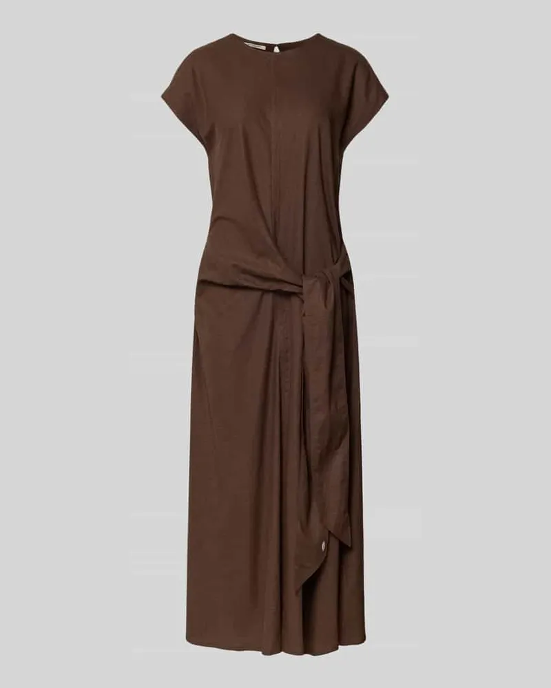 Scotch&Soda Relaxed Fit Leinenbluse mit V-Ausschnitt Dunkelbraun