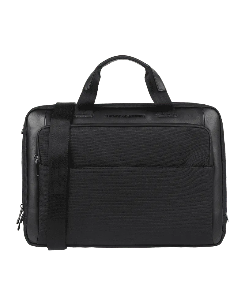 Porsche Design Laptoptasche mit Lederbesatz Black
